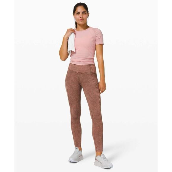 Lululemon Fast Free Tights Ice Wash Brown Earth Womens 10 - Picture 1 of 7